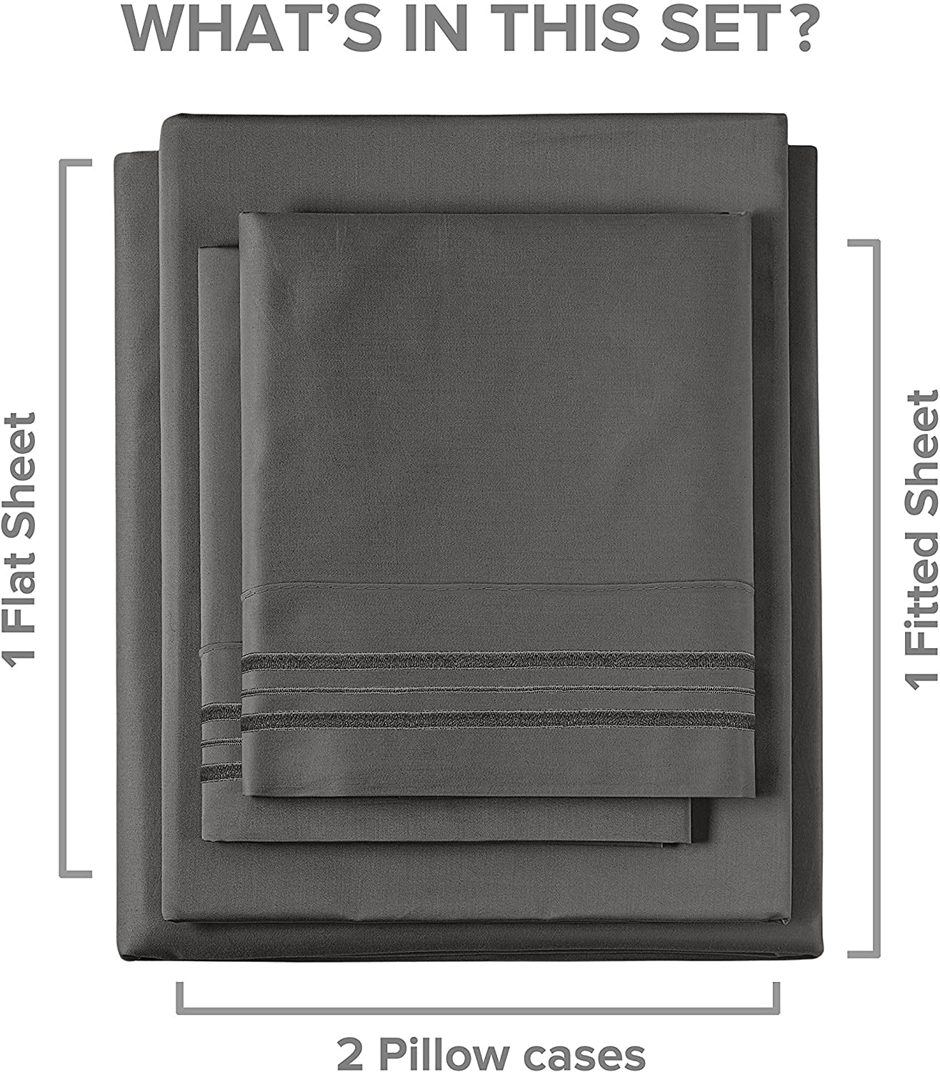 4-Piece Extra Deep Pocket Sheet Set - Full Size Breathable & Cooling Bed Sheets Fits 18"-24" Mattresses, Gray - Image 2