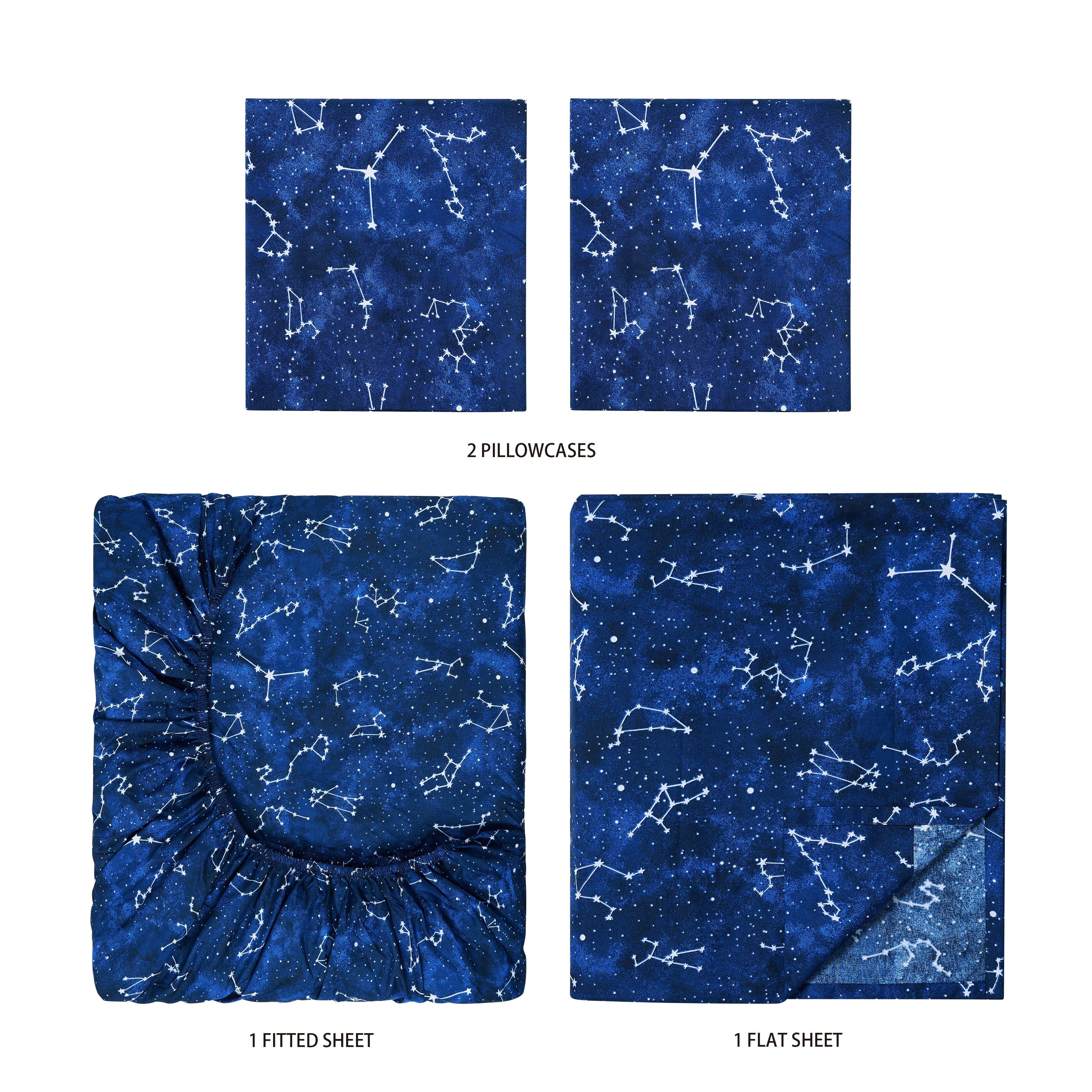 Kids Soft Microfiber Sheet Set, Navy Blue Stars, Full, 4 Pieces, Easy Care - Image 5